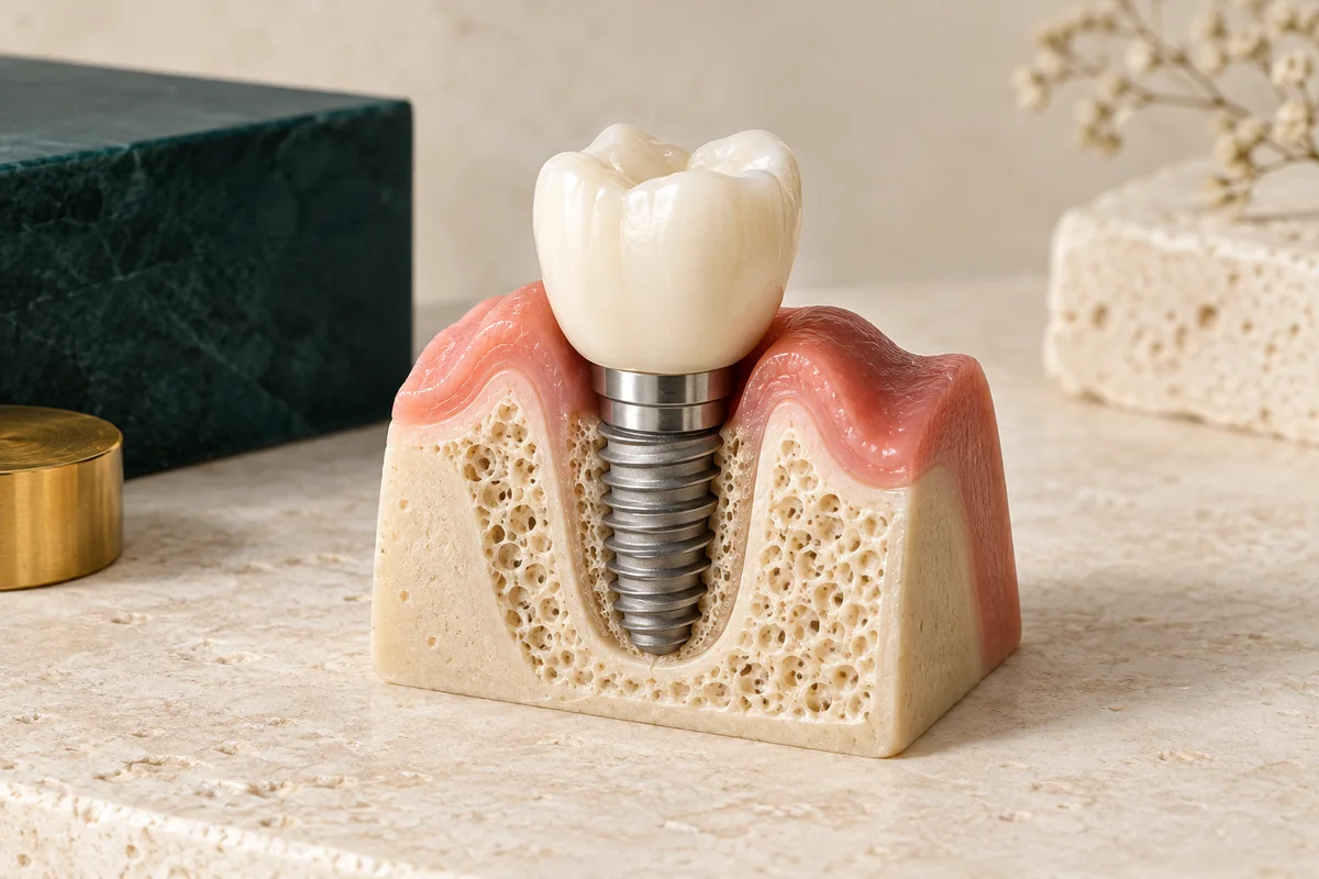 Modelo educativo de implante dental criado por IA