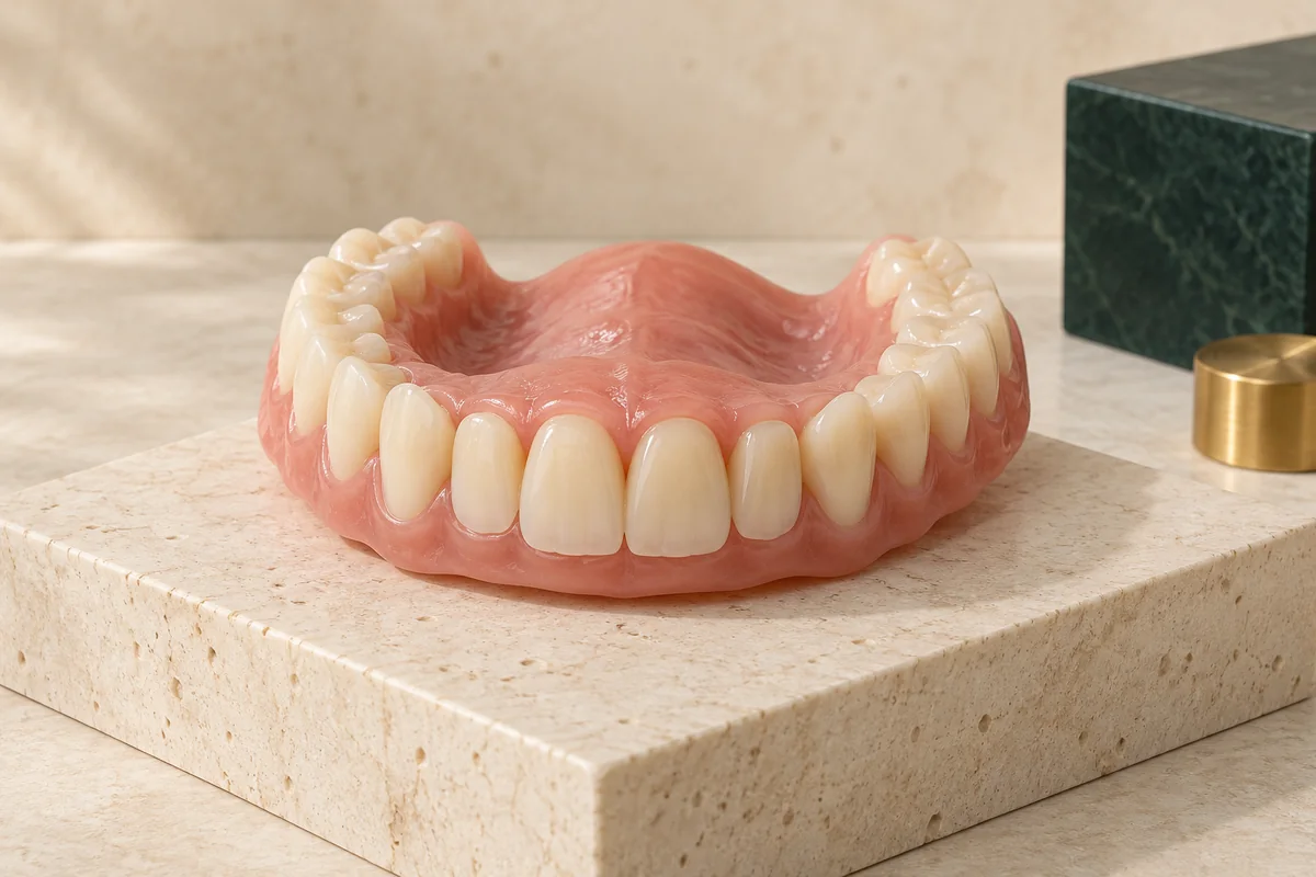 Modelo ilustrativo de prótese dental criado por IA